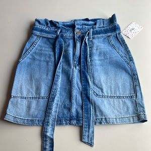 Free People Paper Bag Waist Denim Skirt